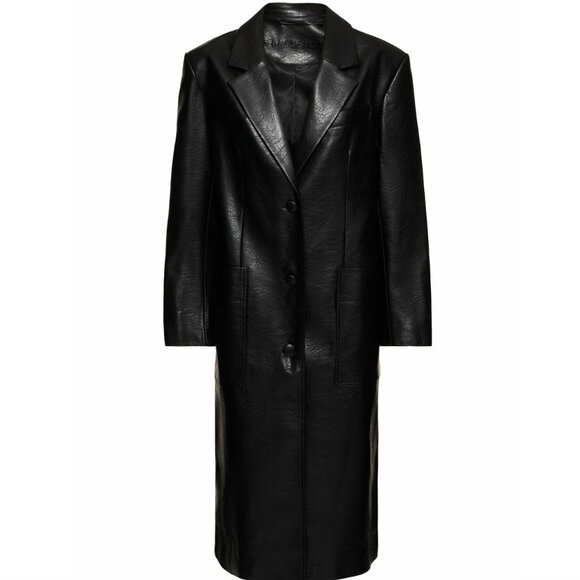 New Stand Studio Liv Coat Vegan Leather Longline Midi Length Trench Women's M/L - Picture 2 of 13